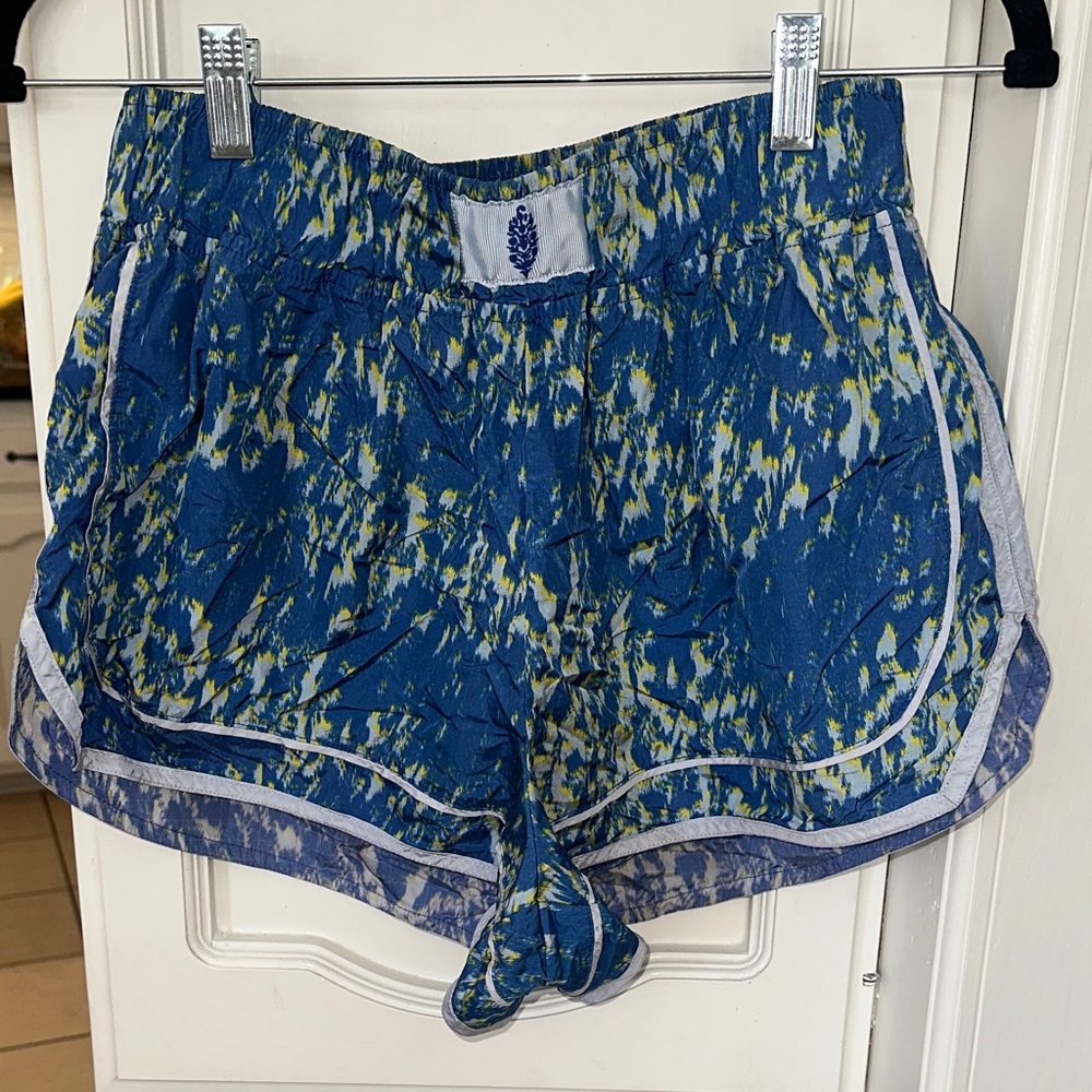 Blue and Yellow Patterned Women's Shorts